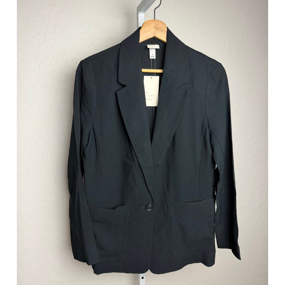 A New Day Women’s Black One Button Blazer Jacket Size S NWT Career